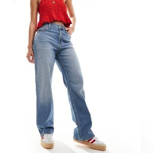 {Hollister} "Ultra High Rise Dad Jeans" Blue Relaxed Straight Leg Denim Jeans
